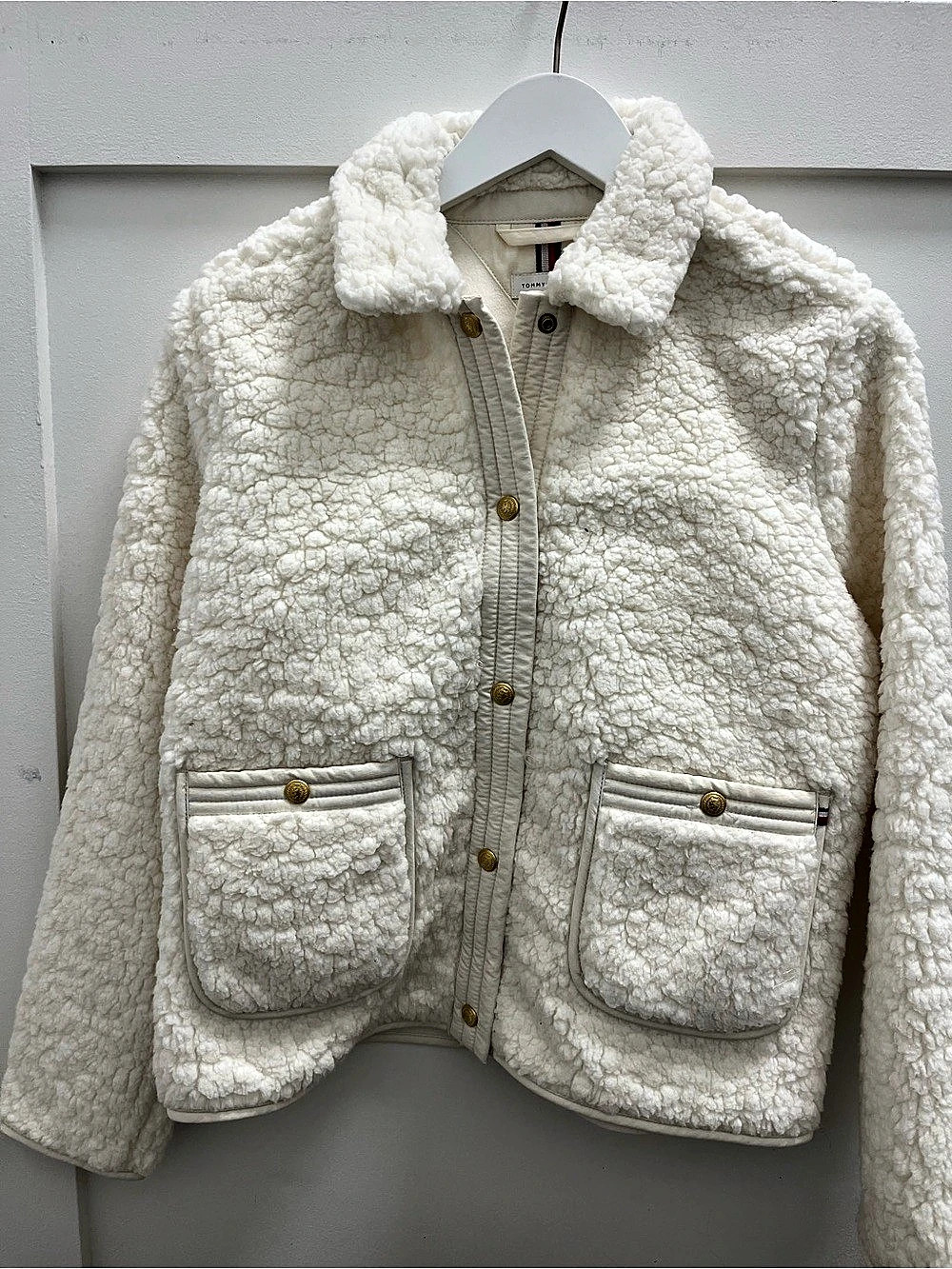 New with tags Tommy Hilfiger Faux-Sherpa Snap-Front Jacket Teddy Jacket White